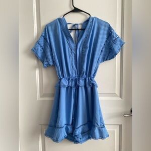 Adelyn Rae Light Blue Textured Romper